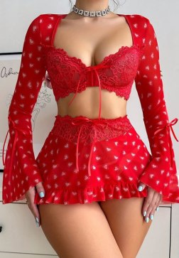 Feminine Allure Bra and Skirt Set