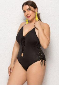 Plus Size Open Back One Piece Swimsuit