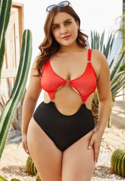 Womens Plus Size Cutout Swimsuit One Piece
