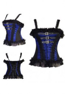 Alluring Lace Trim Buckle Straps Corset Bustier