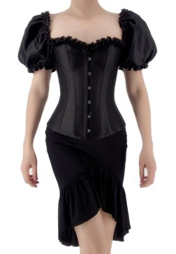Ruffled Sleeves Overbust Corset Top With High Low Skirt