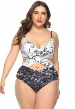 Plus Size Criss-cross Underwire One Piece Swimsuit