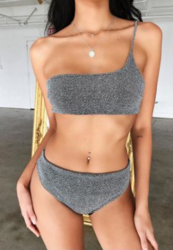 Glitter One Shoulder Bikini Swimsuit