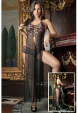 Seductive See Through Mesh Long Gown