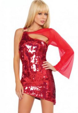 Cutout Sequin Mini Dress with O-Ring Detail