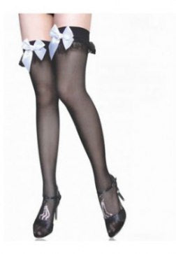Sheer Stockings with Garter Top with ribbon and garter trim