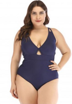 Plus Size Solid Color One Piece Swimsuit