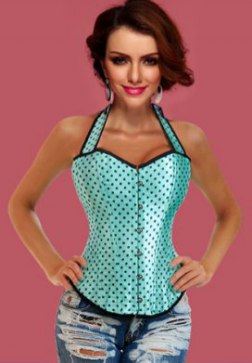 Mint Polka Dot Halter Corset