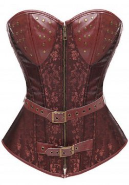 Retro Steampunk Faux Leather Corsets Bustiers Top