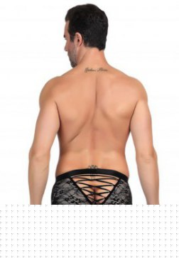 Mens Lace-Up Floral Lace Boyshort