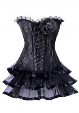 Black Lace Corset With Multilayer Skirt