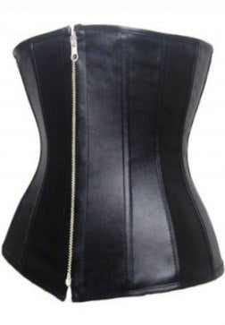 Faux Leather Plain Underbust Corset