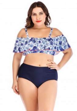 Plus Size Floral Print Bikini Set