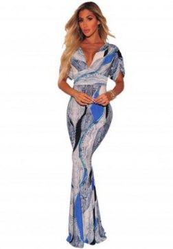 Sexy Deep V Neck Shorts Sleeve Bodycon Dress