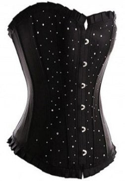 Black Classic Broadway Sequins Long Line Corset Bustier