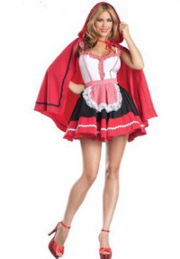 Romantic Red Hood French Maid Costume