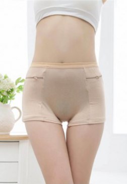 Women's High Waist Brief Panties with 2 Side Zipper Pockets