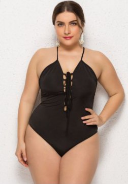 Plus Size criss-cross One Piece Swimsuit