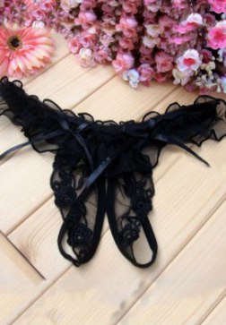 Sheer Mesh Crotchless Bowtie G-string