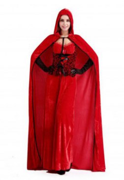 Red Outfit Maxi Dress With Cloak