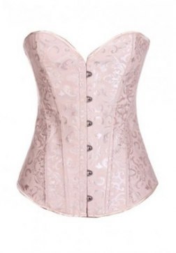 Embroidered Lace Trim Overbust Burlesque Corset