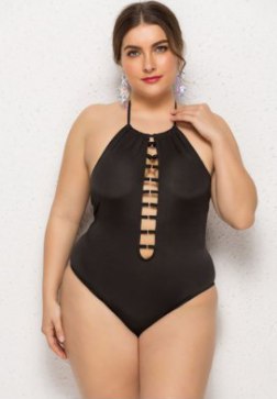 Plus Size Solid Color One Piece Swimsuit