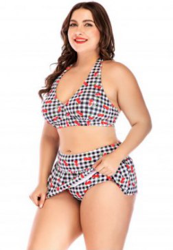 Strawberry And Plaid Two Piece Swimsuit