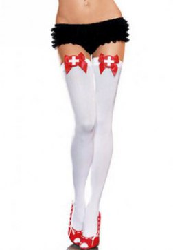 Sheer Thigh High Stocking with Satin Bow Top