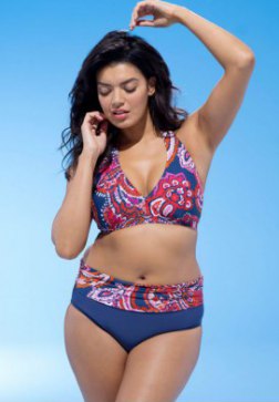 Plus Size Ethnic Halter High Waisted Bikini Swimsuit