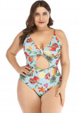 Plus Size Fruit Print Bikini Set