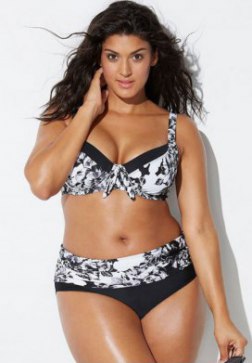 Plus Size Vintage Floral Underwire High Waisted Bikini Swimsuit