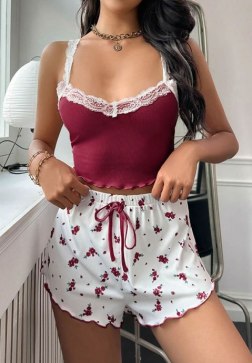 Floral Desire Lace Pajama Short Set