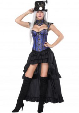 Steampunk Corset with  High Low Skirt