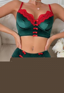 Women Christmas Lingerie Set 2 Piece Sexy Santa Bra Set