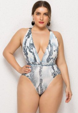 Plus Size Animal Print One Piece Swimsuit
