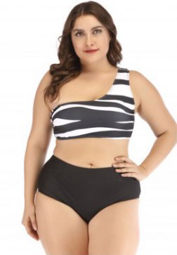 Plus Size One Shoulder One Piece