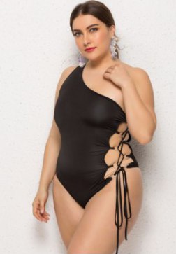 Plus Size One Shoulder One Piece Swimsuit