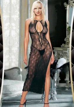 Swirl Lace Up Long Dress With G-String