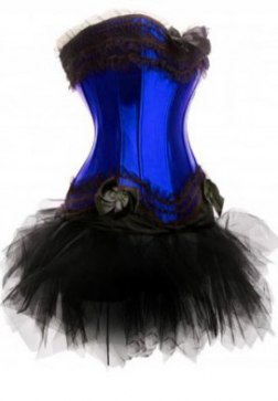 Satin Burlesque Corset Bustier with Tutu Skirt
