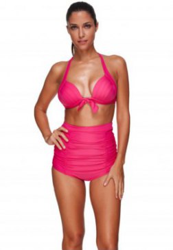 Two Piece Sexy Plain Colour Bikini Backless Bowknot Swimsuit