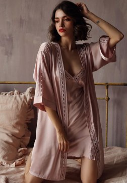 Satin Sweet Babydoll And Robe Set