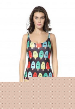 Popsicles Printed Black One-piece Swimwear