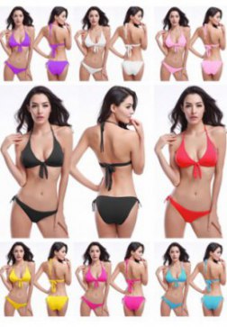 Halter Neck Strap Swimwear With Bow Front