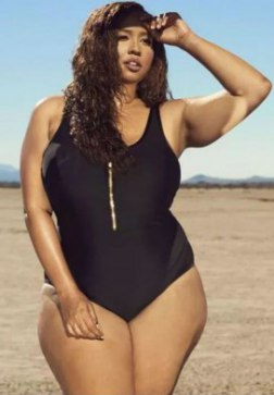 Plus Size Mesh Side Zipper Front One Piece Swimsuit