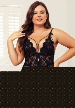 Plus Size Lingerie for Women - Sexy Strappy Harness Top Lace Bodysuit Naughty Bottom Teddy Outfit
