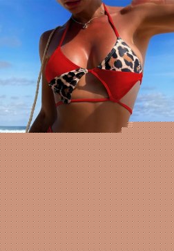 Leopard Cut-out Halter Bikini Swimsuit