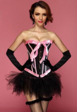 Black Pink Bubblegum Dreams Burlesque Corset Bustier & Pettiskirt