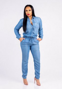 Women's Fashion Long Sleeve Pants Sexy Bodycon Jumpsuit
