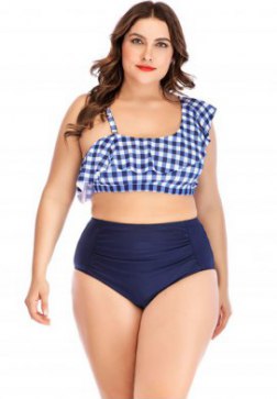 Plus Size Pleated Bikini Set