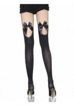 Elegant Thigh Hight Stocking with Satin Bow Top